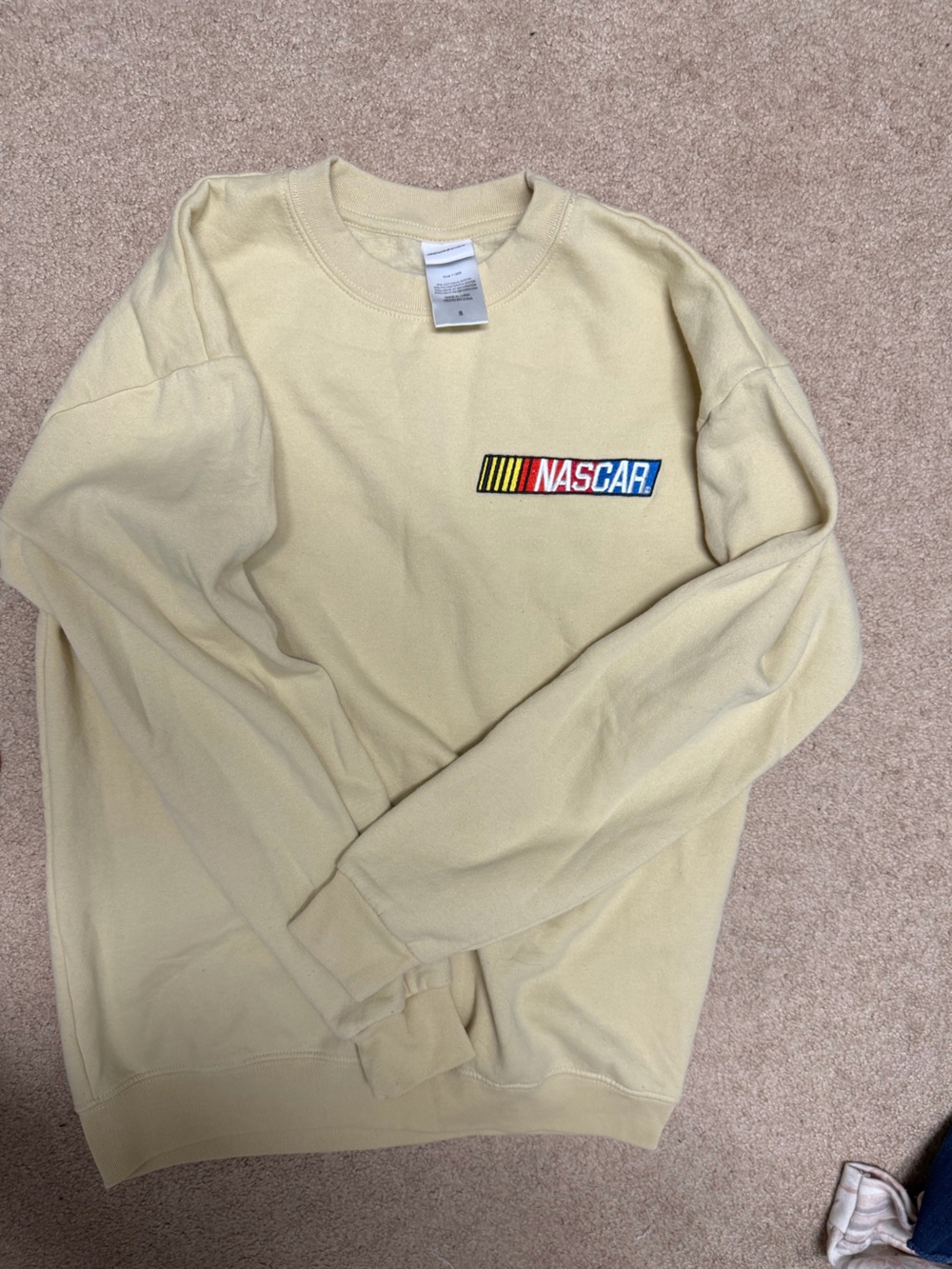 Nascar Crewneck Sweatshirt in Beige with Multicolor Logo